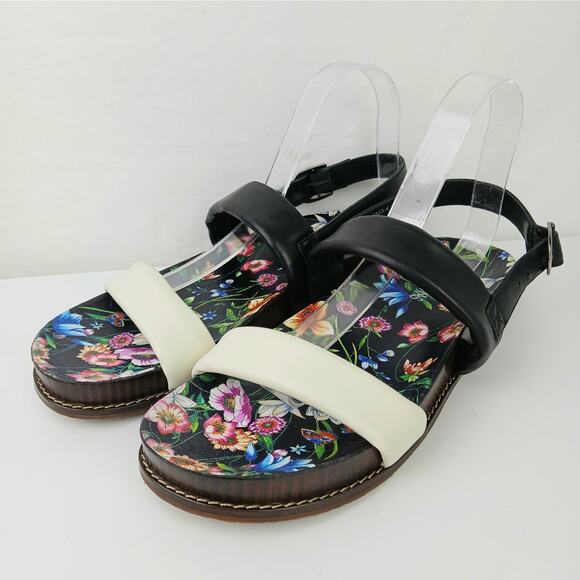 Johnny Was SZ 9 Double Band Sandal Floral Leather NEW $258 - Picture 6 of 10